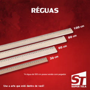 Régua 100 cm Com Pegador em Mdf – Contém 6 Unidade