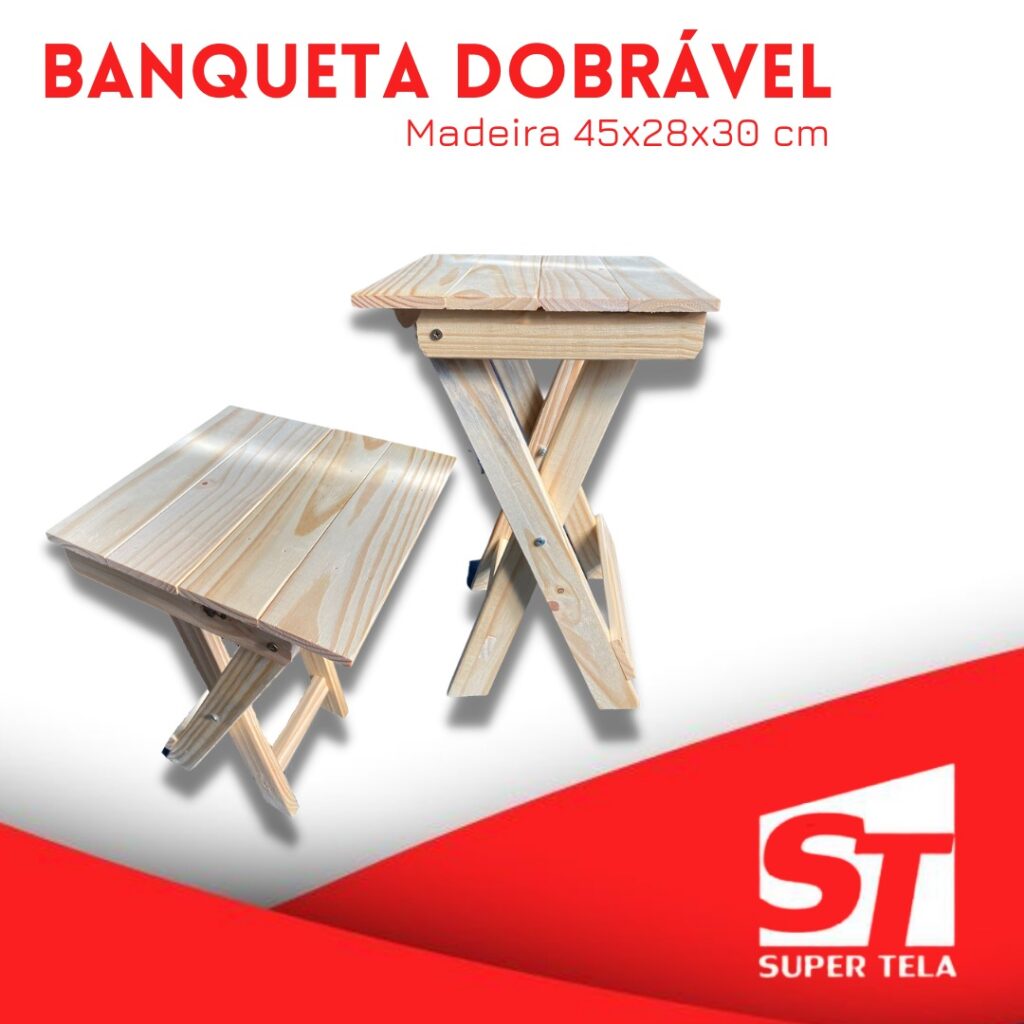 Banqueta Dobrável em Madeira