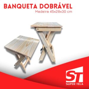 Banqueta Dobrável em Madeira