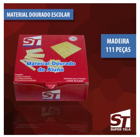Material Dourado Escolar 111 peças - Caixa Papelão