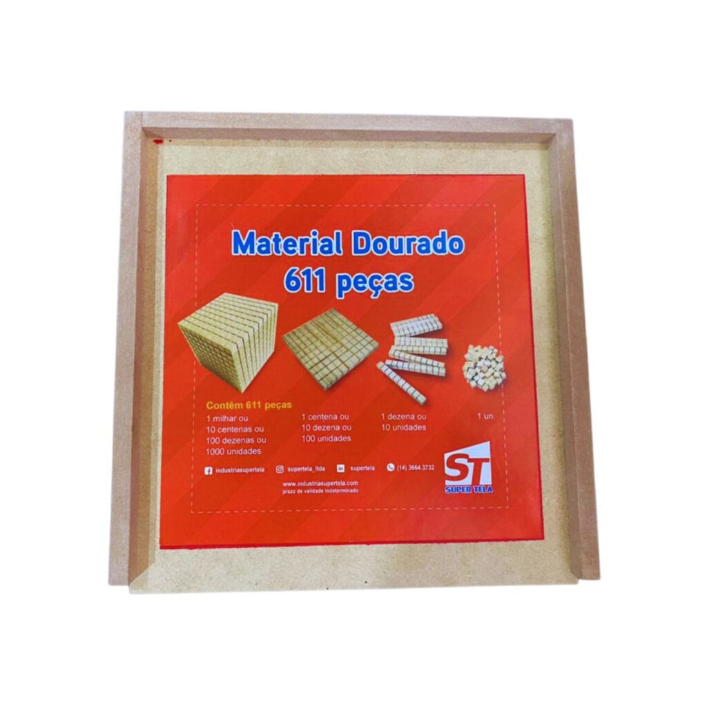 Material Dourado Professor 611 peças - Caixa em Madeira