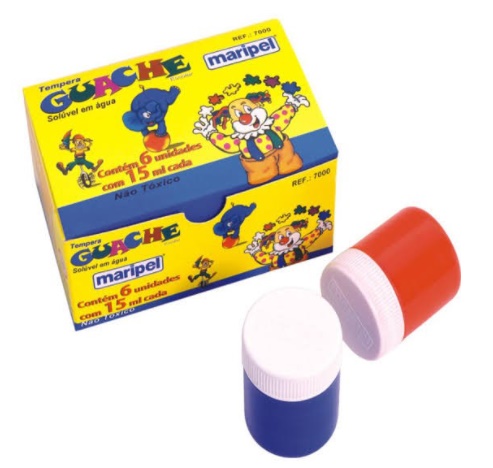 Tinta Guache 15 ml - 6 cores - Maripel