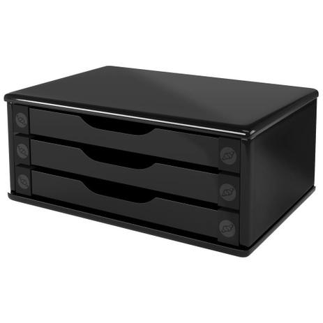 Suporte para Monitor - 3 Gavetas Preto